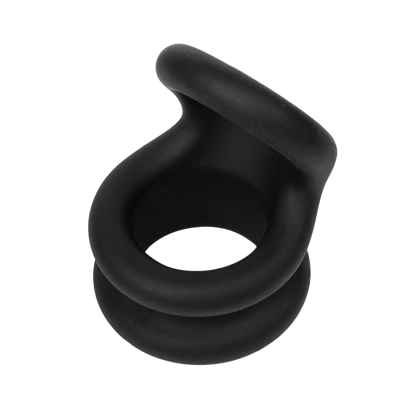 Rimba - Siliconen Cockring & Ballstretcher 2 in 1 - Zwart-Erotiekvoordeel.nl