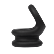 Rimba - Siliconen Cockring & Ballstretcher 2 in 1 - Zwart-Erotiekvoordeel.nl