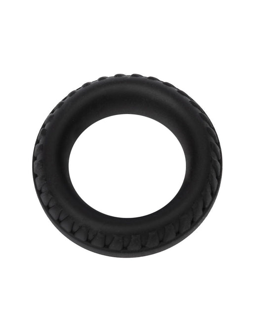 Rimba – Siliconen Cockring met Bandenmotief - Zwart-Erotiekvoordeel.nl