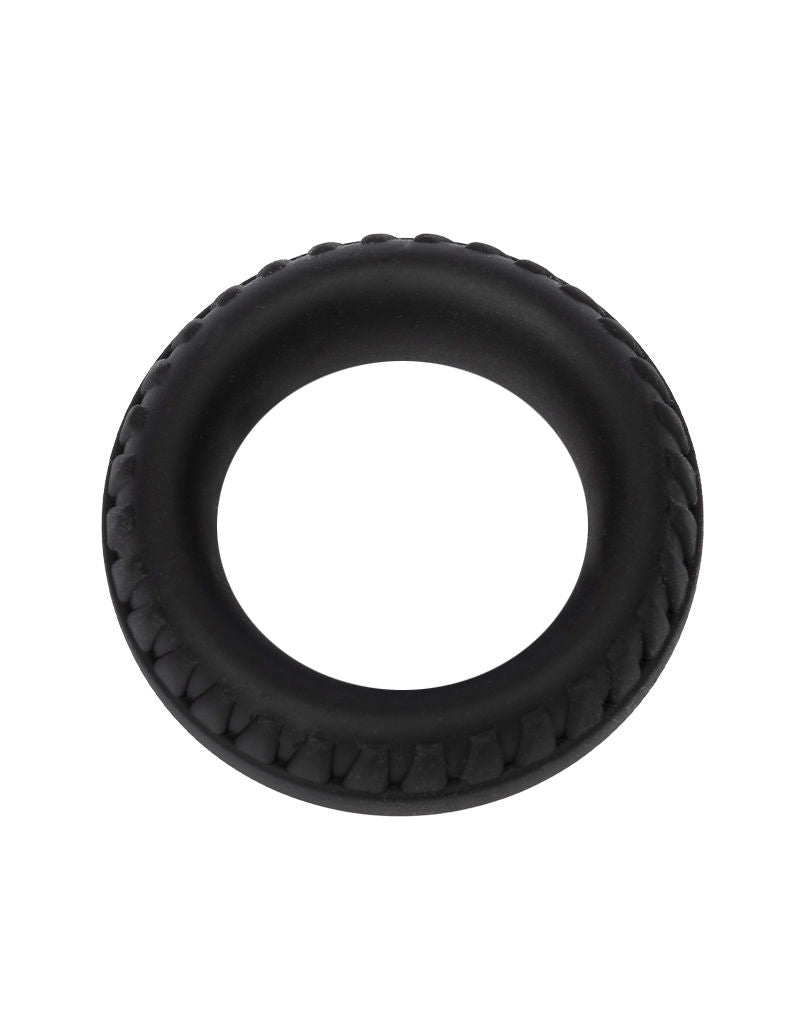 Rimba – Siliconen Cockring met Bandenmotief - Zwart-Erotiekvoordeel.nl