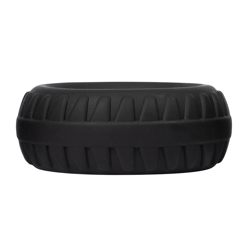 Rimba – Siliconen Cockring met Bandenmotief - Zwart-Erotiekvoordeel.nl