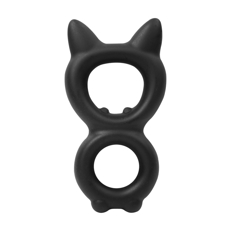 Rimba - Siliconen Kitty 8-vormige Cockring - Zwart
