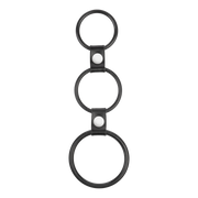 Rimba - Triple Cockring - Rubber en Leer - Zwart