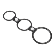 Rimba - Triple Cockring - Rubber en Leer - Zwart