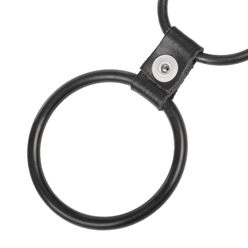Rimba - Triple Cockring - Rubber en Leer - Zwart