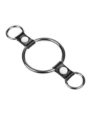 Rimba - Penisring met bevestigingsringen - Zilver & Zwart