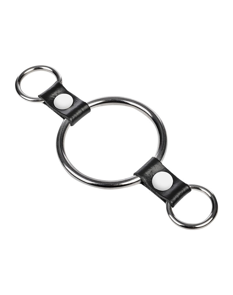 Rimba - Penisring met bevestigingsringen - Zilver & Zwart