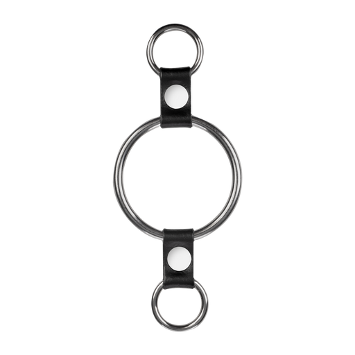 Rimba - Penisring met bevestigingsringen - Zilver & Zwart