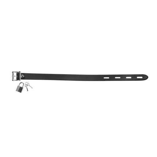 Rimba - Lederen Halsband met Hangslotsluiting - Zwart