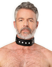 Rimba - Lederen Halsband met Dubbele D-ring - Zwart
