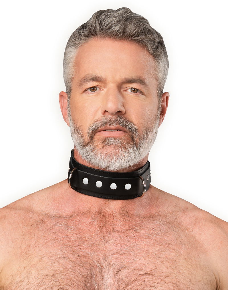 Rimba - Lederen Halsband met Dubbele D-ring - Zwart
