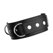 Rimba - Lederen Halsband met Dubbele D-ring - Zwart