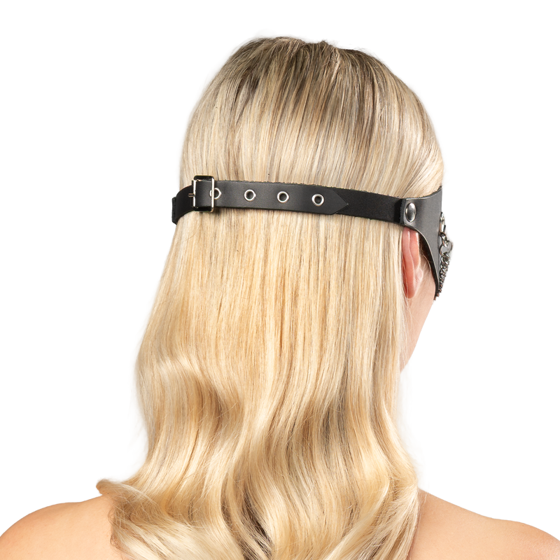Rimba - Lederen Masker met Kettingdecoratie - Zwart & Zilver