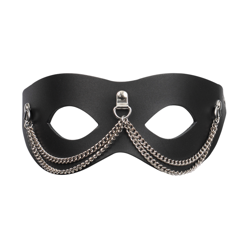 Rimba - Lederen Masker met Kettingdecoratie - Zwart & Zilver