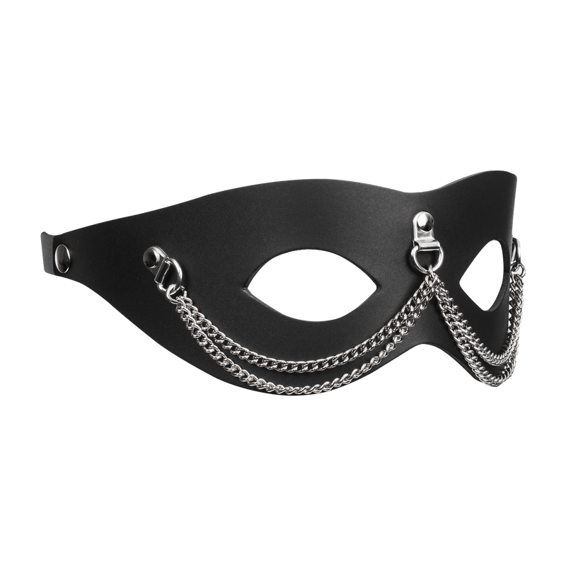 Rimba - Lederen Masker met Kettingdecoratie - Zwart & Zilver