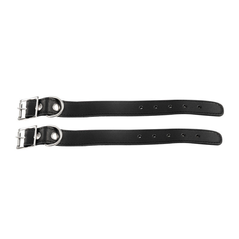 Rimba - Lederen Handboeien met Afneembare Ketting - Zwart/Zilver