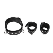 Rimba - Verstelbare Spreidstang met Halsband en Handboeien - Zwart/Zilver