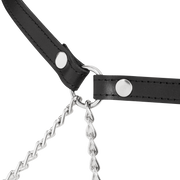 Rimba - Lederen Bondage Harnas met Metalen Kettingen - Zwart & Zilver