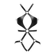 Rimba - Lederen Body Harnas met Cups - Zwart