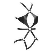 Rimba - Lederen Body Harnas met Cups - Zwart