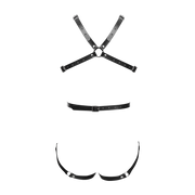 Rimba - Lederen Body Harnas met Cups - Zwart