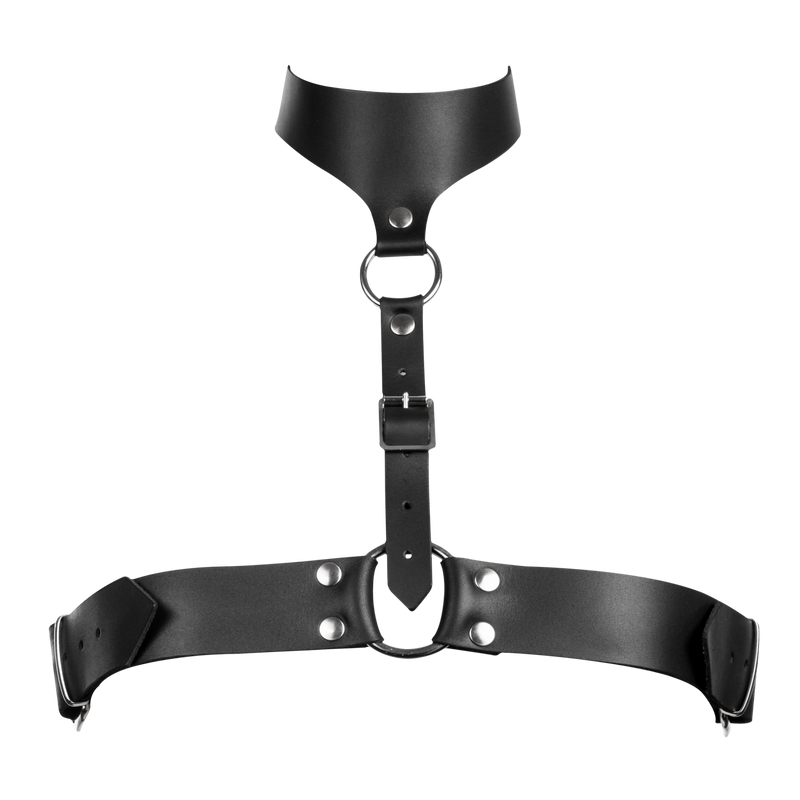 Rimba - Lederen Dames Borstharnas met Halsband - Zwart