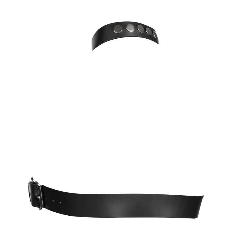 Rimba - Lederen Dames Borstharnas met Halsband - Zwart-Erotiekvoordeel.nl