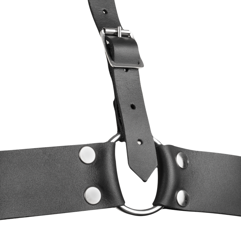 Rimba - Lederen Dames Borstharnas met Halsband - Zwart-Erotiekvoordeel.nl