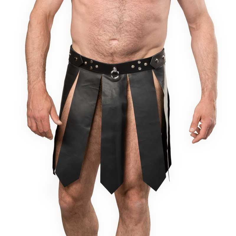 Rimba - Lederen Gladiator Herenrok - Zwart-Erotiekvoordeel.nl