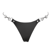 Rimba - Lederen string met afneembare kettingen - Zwart/Zilver