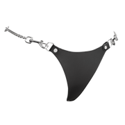 Rimba - Lederen string met afneembare kettingen - Zwart/Zilver