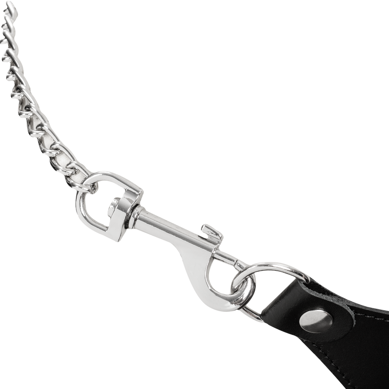 Rimba - Lederen string met afneembare kettingen - Zwart/Zilver