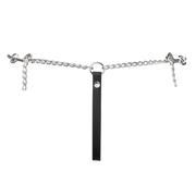 Rimba - Lederen string met afneembare kettingen - Zwart/Zilver-Erotiekvoordeel.nl