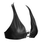Rimba - Lederen Bustier met Vetersluiting - Zwart