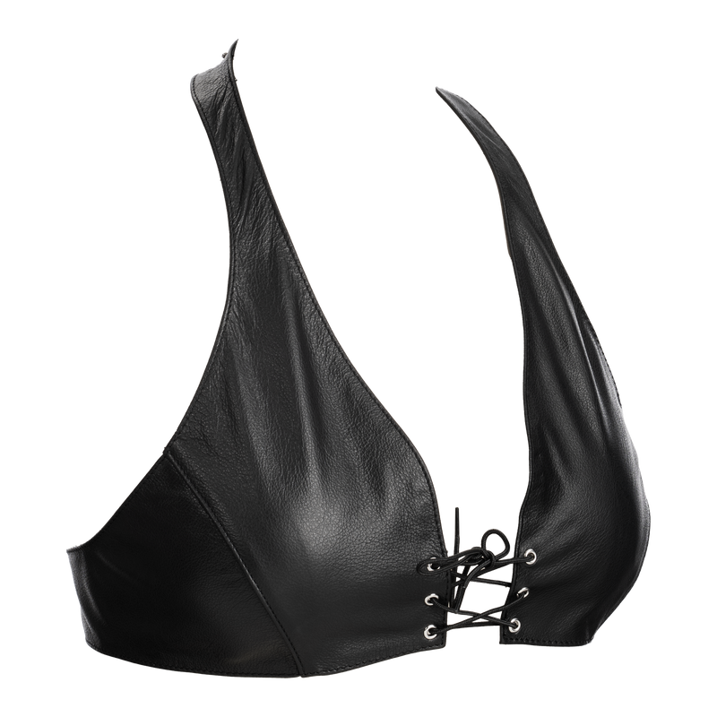 Rimba - Lederen Bustier met Vetersluiting - Zwart
