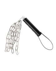 Rimba - Lederen Zweep met Metalen Ketting - Zwart & Zilver