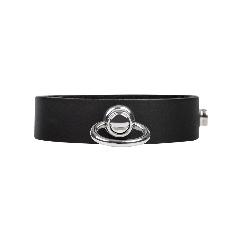 Rimba - Leren Cockring met Metalen O-Ring - Zwart & Zilver