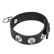 Rimba - Leren Cockring met Metalen O-Ring - Zwart & Zilver