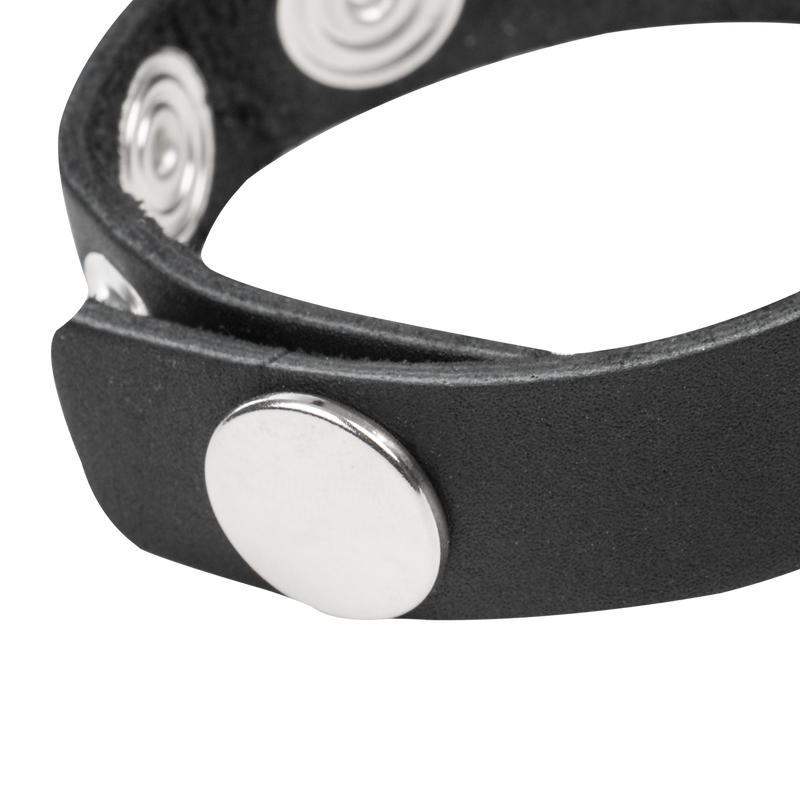 Rimba - Leren Cockring met Metalen O-Ring - Zwart & Zilver