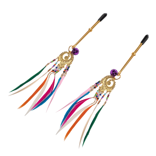Rimba - Tepelklemmen met Kraaltjes en Veren - Multicolour