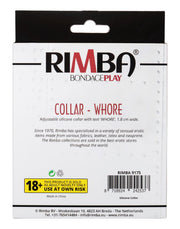 Rimba - Halsband - Collar Met Tekst - WHORE - Siliconen - Zwart