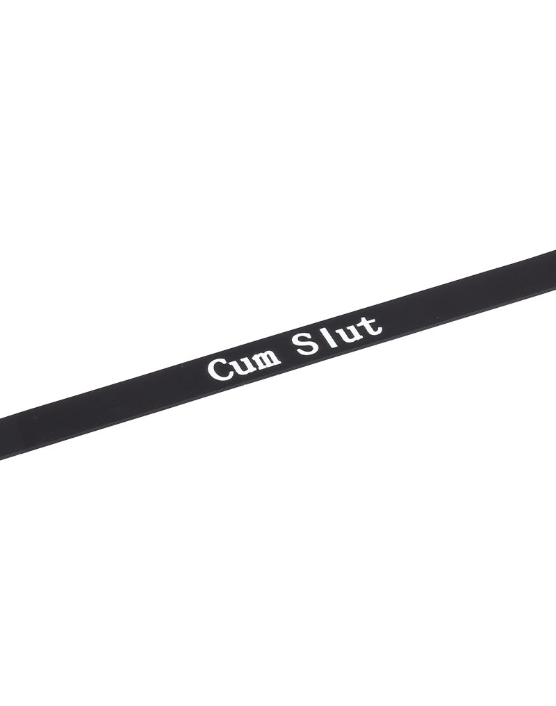 Rimba - Halsband - Collar Met Tekst - CUM SLUT - Siliconen - Zwart