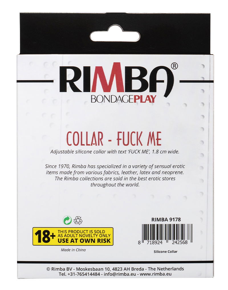 Rimba - Halsband - Collar Met Tekst - FUCK ME - Siliconen - Zwart