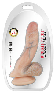 Being Fetish – Geaderde Siliconen Dildo 19 cm – Lichte Huidskleur – Ø 40 mm-Erotiekvoordeel.nl