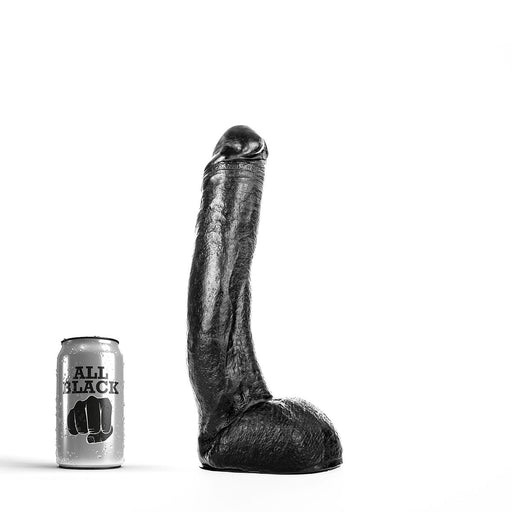 All Black - Dildo - Realistische Eikel en Balzak - 29 x 5 cm