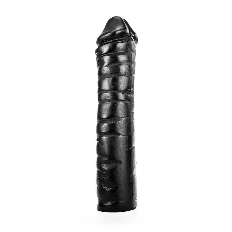 All Black - Geribbelde Dildo - 38 x 8.5 cm - Zwart