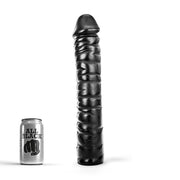 All Black - Geribbelde Dildo - 38 x 8.5 cm - Zwart