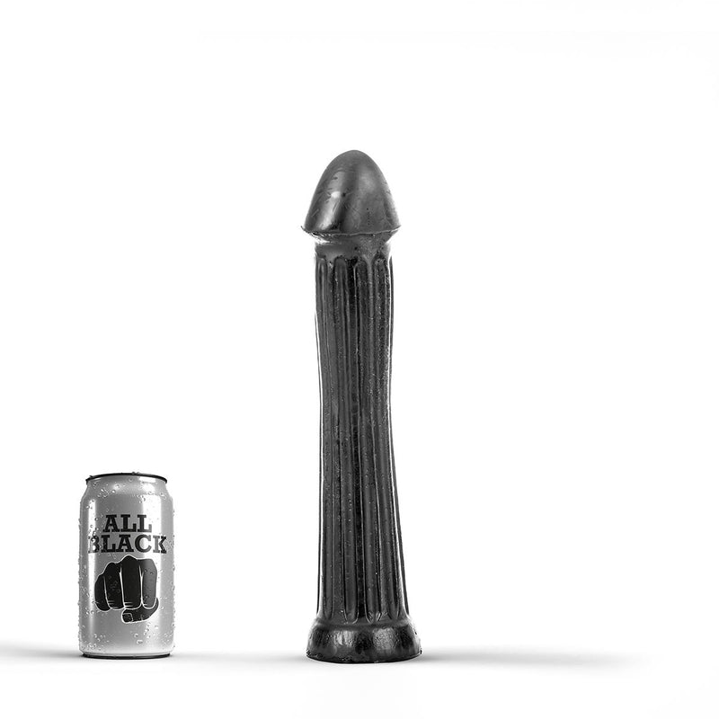 All Black - XXL Dildo Met Ribbels - 30 x 5 cm - Zwart