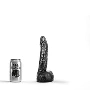 All Black - Dildo Met Scrotum - 22 x 4,5 cm - Zwart