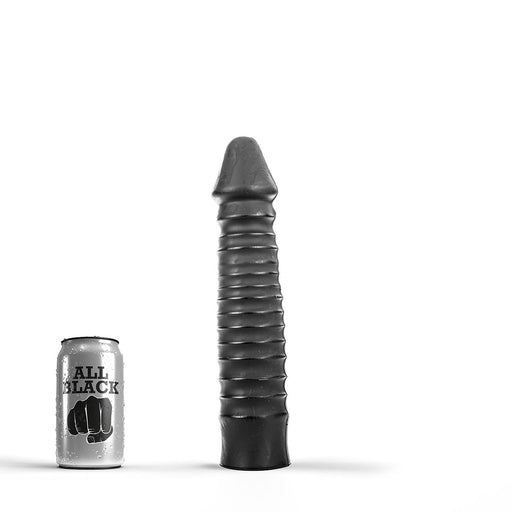 All Black - Anaal Dildo Met Ribbels - 26 x 5 cm - Zwart
